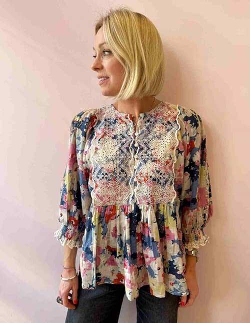 byTiMo cotton slub blouse - pastel
