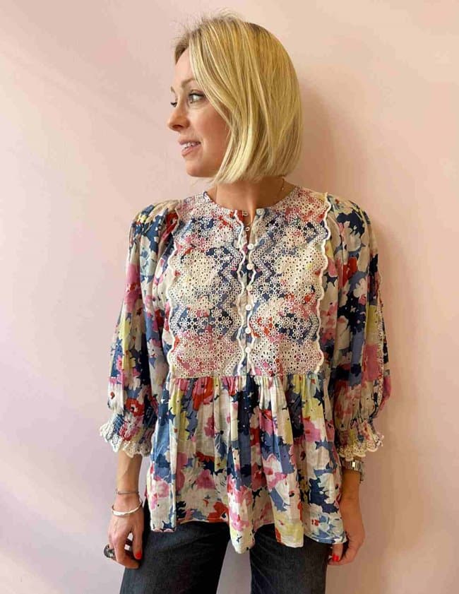 byTiMo cotton slub blouse - pastel