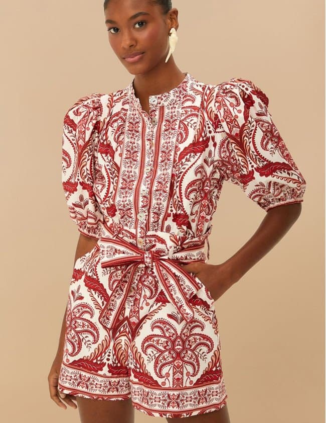 Farm Rio tropical cameo romper - off white