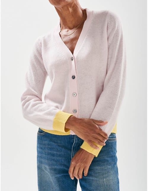 Jumper 1234 contrast cardigan - marshmellow