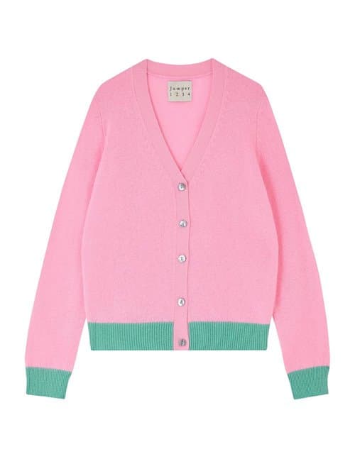 Jumper 1234 contrast cardigan - candy
