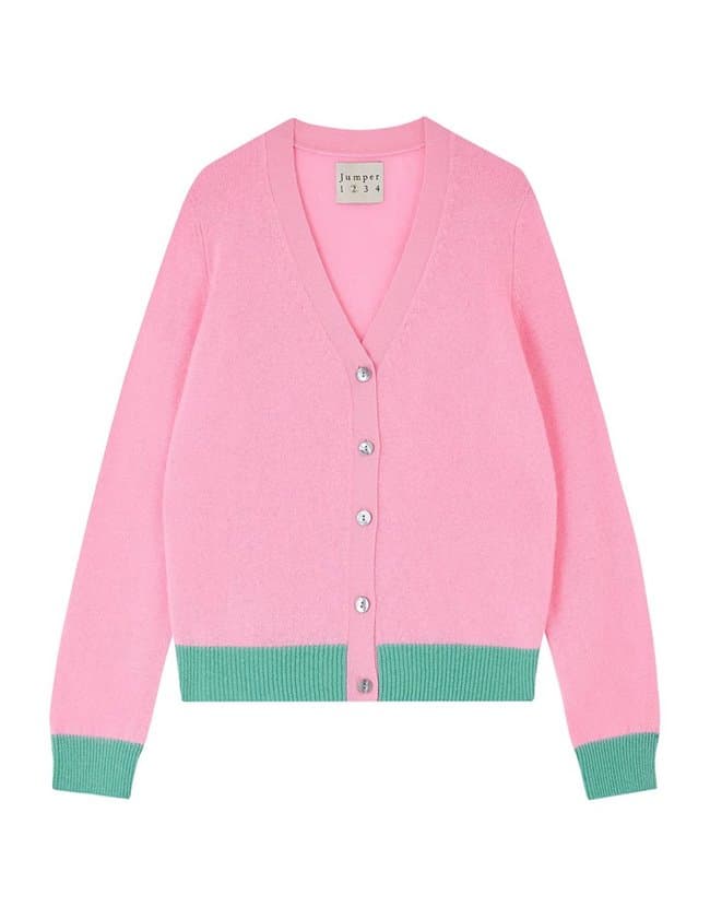 Jumper 1234 contrast cardigan - candy