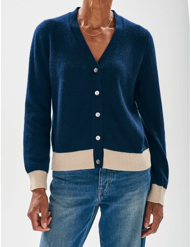 Jumper 1234 contrast cardigan - navy