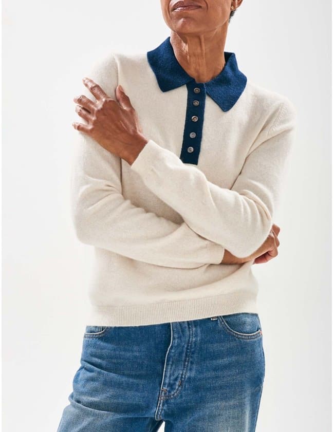 Jumper 1234 contrast polo - oatmeal