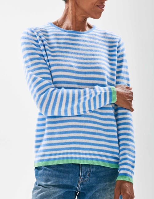 Jumper 1234 tipped stripe jumper - sky blue