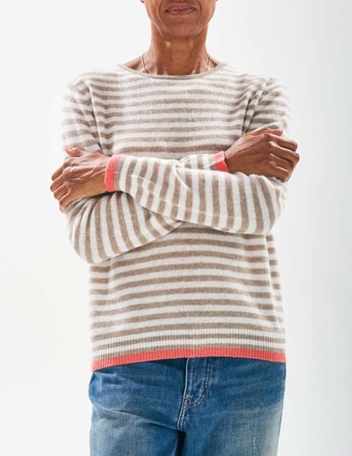 Jumper 1234 tipped stripe jumper - light brown