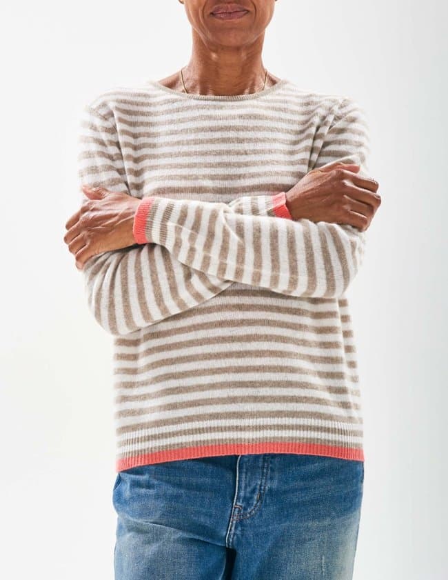Jumper 1234 tipped stripe jumper - light brown