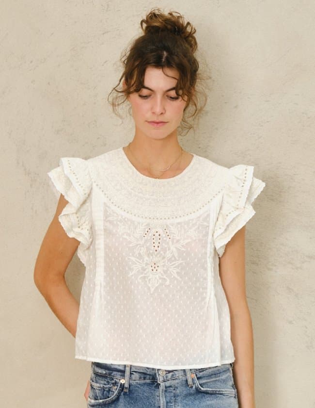 M.A.B.E APPAREL lori top - ecru