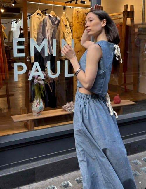 Emin & Paul cut out dress - denim