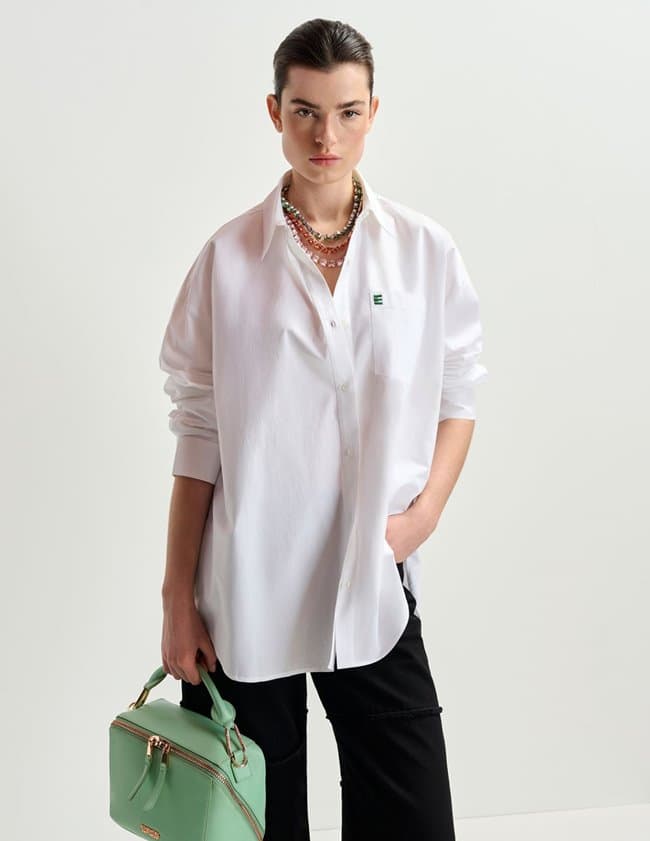 Essentiel Antwerp hendrik oversized shirt - white