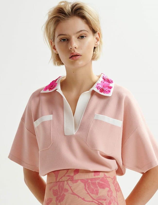Essentiel Antwerp hoiseau polo top - marzipan