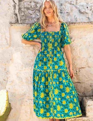 slim fit dress slacks Pink City Prints Maddy Dress - Vintage Border main image 0