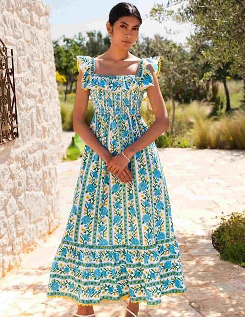 Pink City Prints carrie dress - hibiscus border