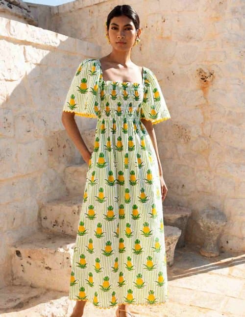 Pink City Prints lolita dress - pineapple