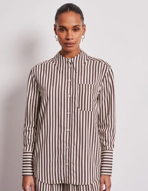 Vivere by Savannah Miller lois shirt - brown stripe