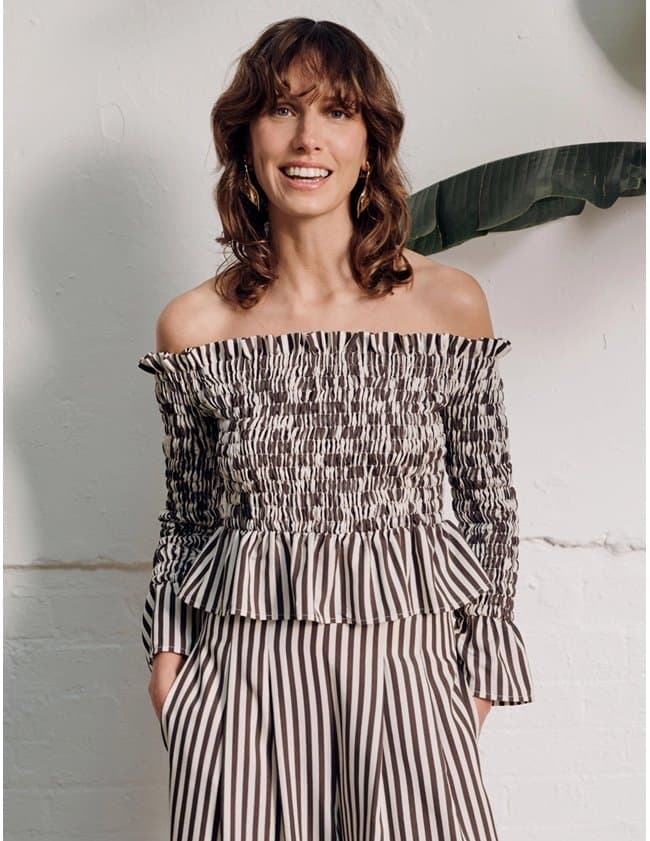 Vivere by Savannah Miller willow top - brown stripe