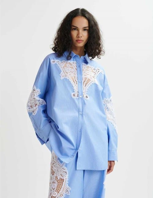 Essentiel Antwerp hoofd lace shirt - blue