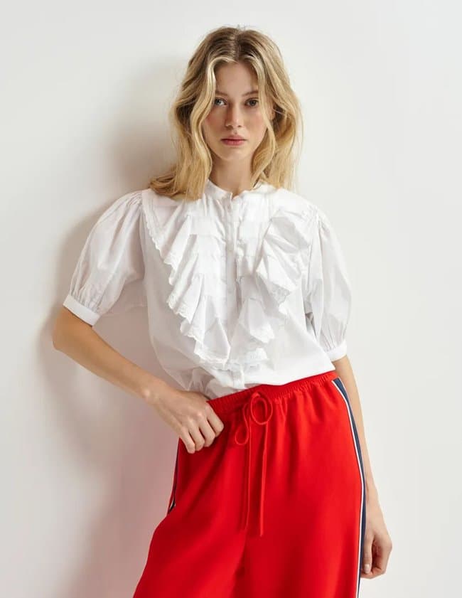 Essentiel Antwerp hamadeus ruffle shirt - white