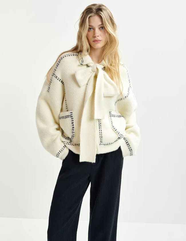 Essentiel Antwerp hoops cardigan - cream