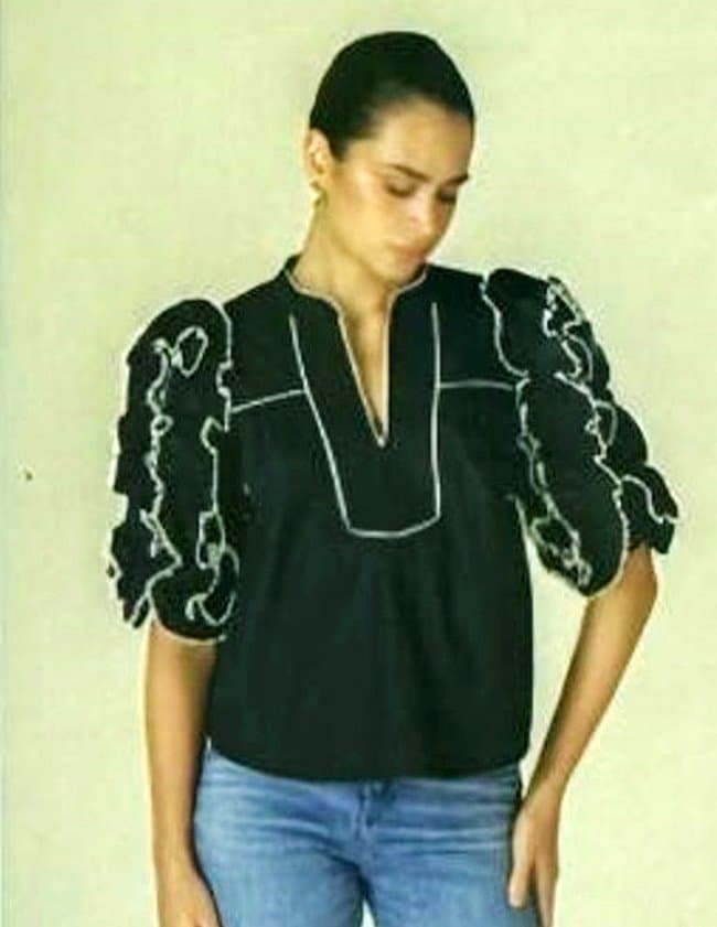 Scarlett Poppies rose top - black