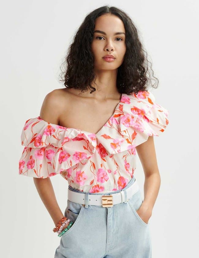 Essentiel Antwerp hillary ruffle top - off - white