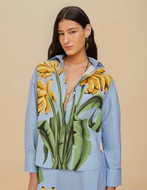 Farm Rio banana shirt - blue