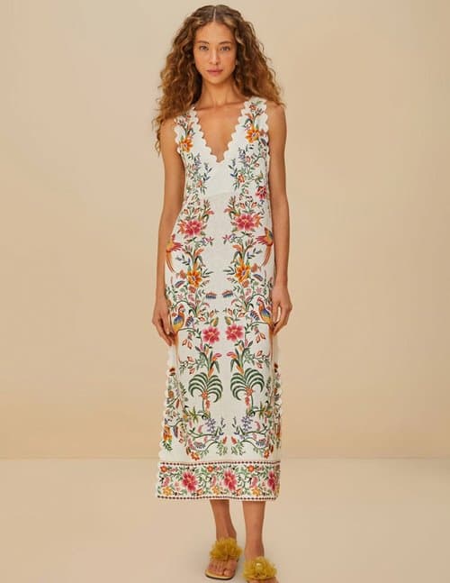Farm Rio forest maxi dress - off - white