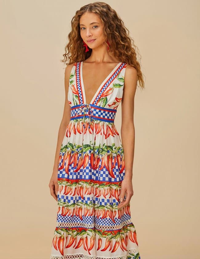 Farm Rio picnic dress - off white detail