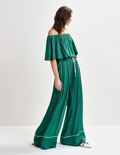 Essentiel Antwerp hontgomery wide leg trousers - dark green