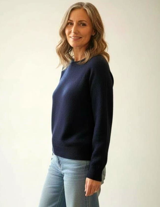 Jumper 1234 crop crew jumper - navy side