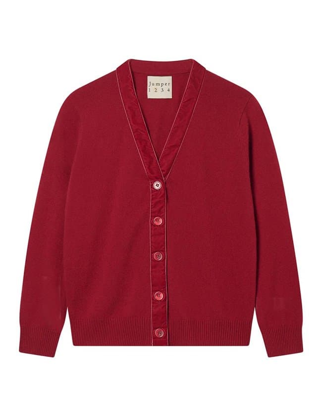 Jumper 1234 velvet cardigan - claret back