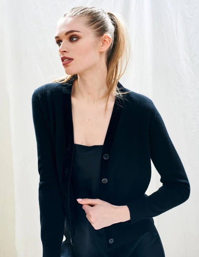 Jumper 1234 velvet cardigan - black