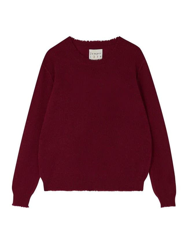 Jumper 1234 distressed crew jumper - burgundy back