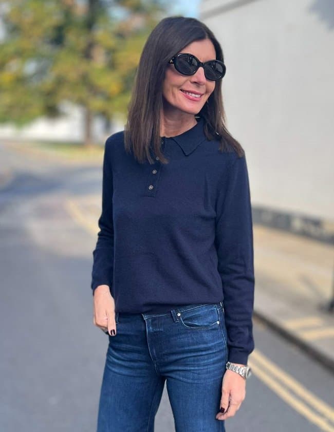 Jumper 1234 polo jumper - navy back