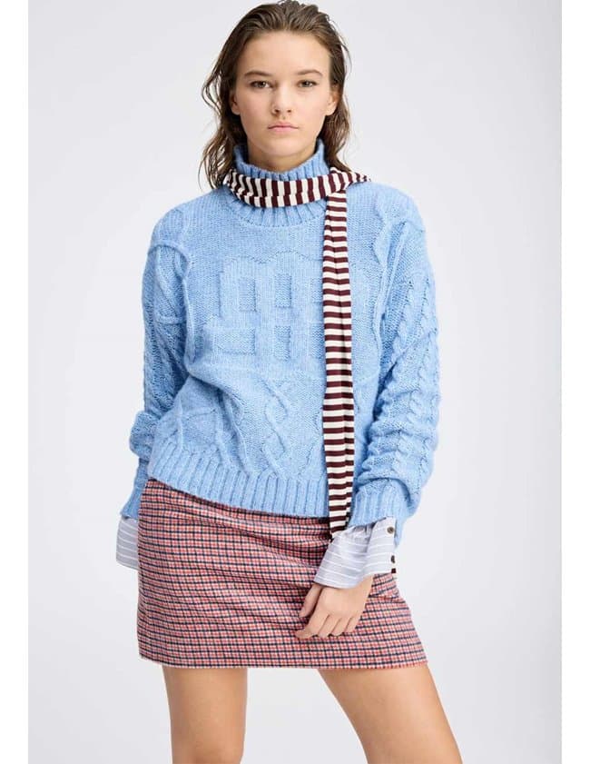 Munthe loganberry jumper - blue side