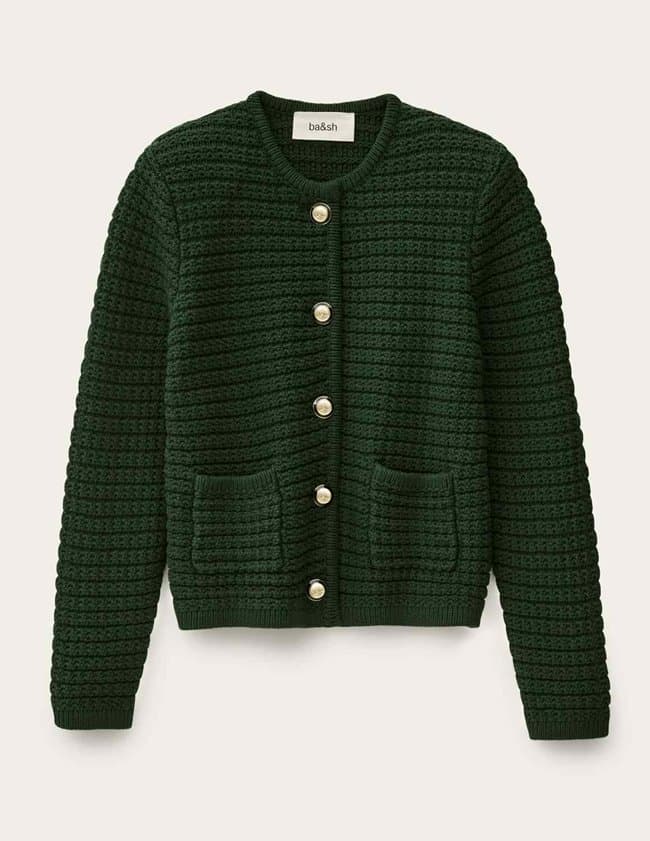 ba&sh gaspard cardigan - green back