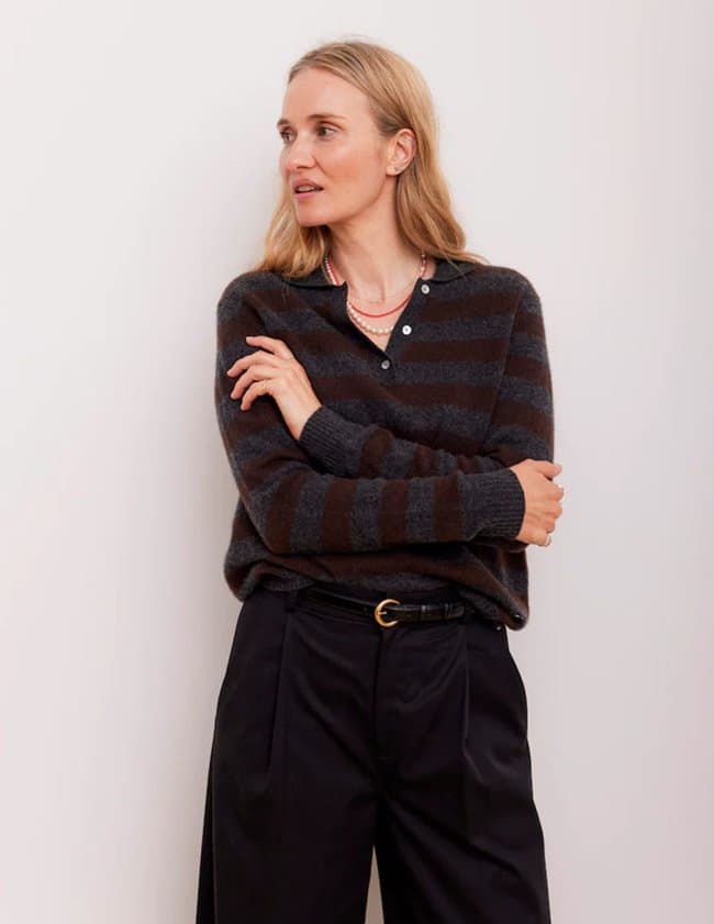 Beta Studios lizzie stripe jumper - brown detail