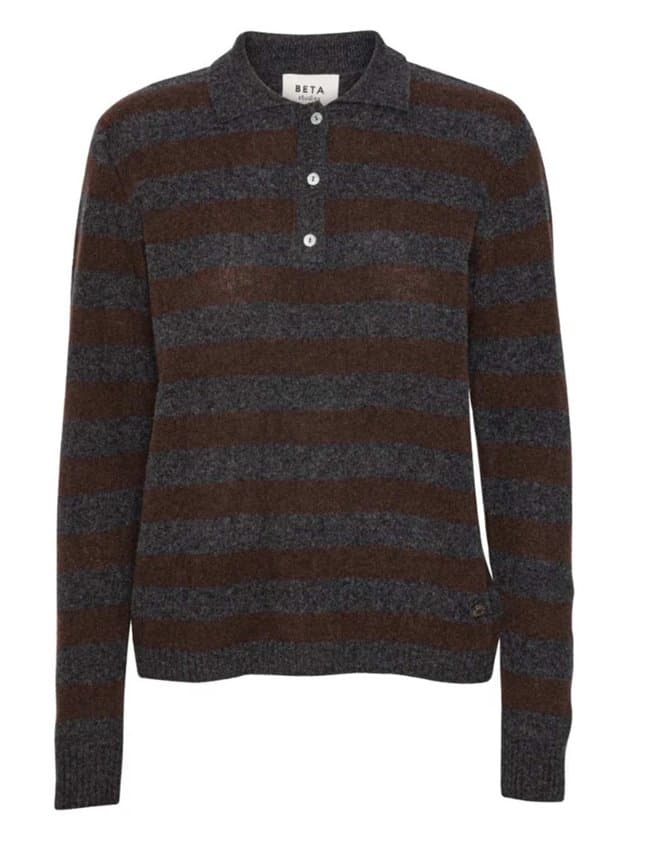 Beta Studios lizzie stripe jumper - brown back