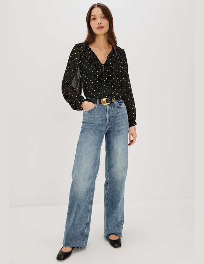 Rails honora dot blouse - black side