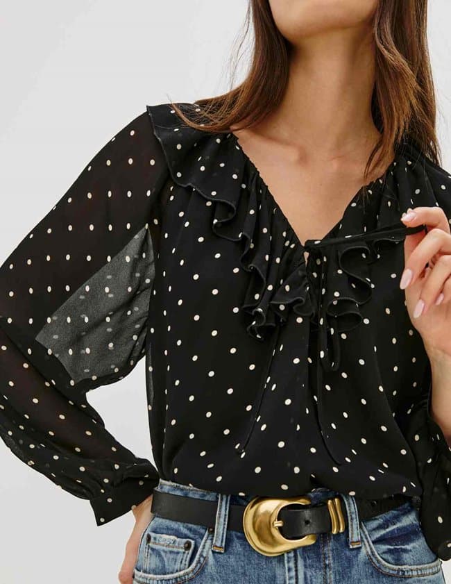 Rails honora dot blouse - black detail