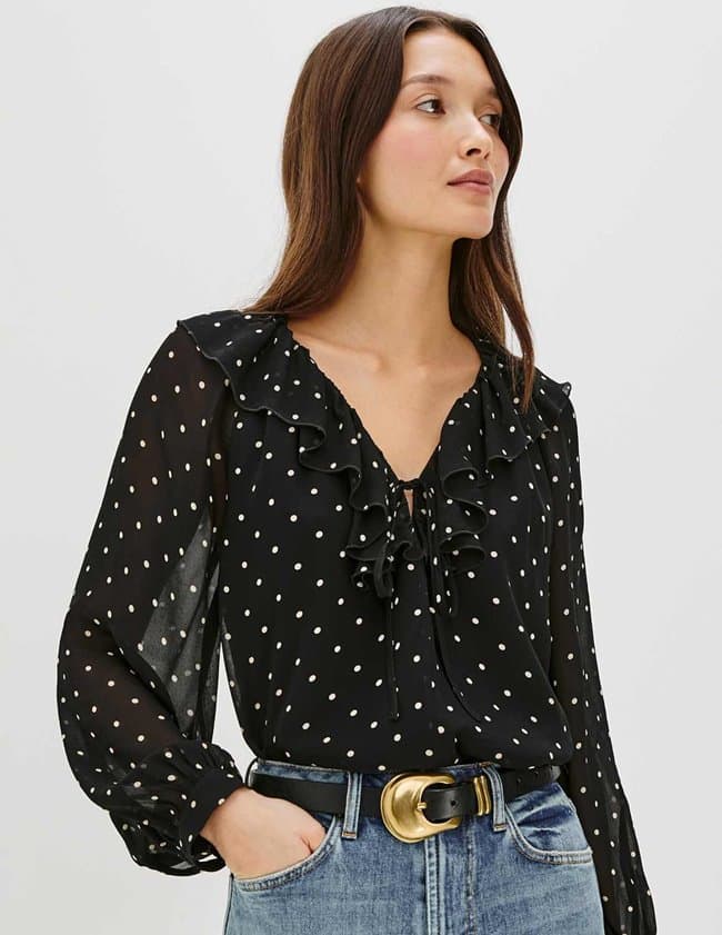 Rails honora dot blouse - black