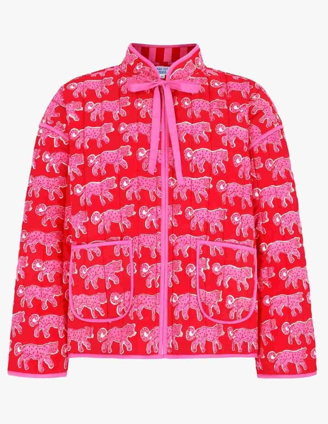 Pink City Prints penny jacket - crimson leopard back