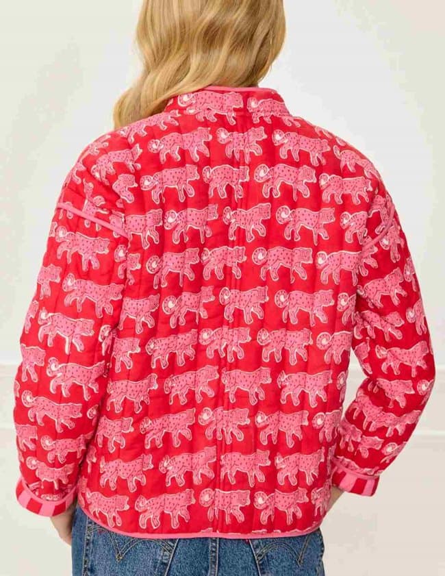 Pink City Prints penny jacket - crimson leopard detail