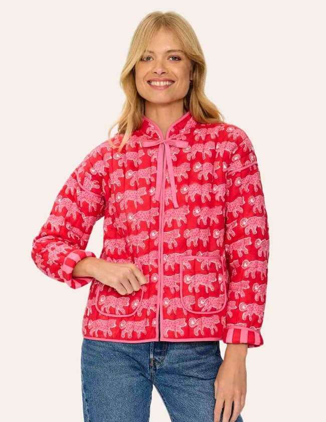 Pink City Prints penny jacket - crimson leopard