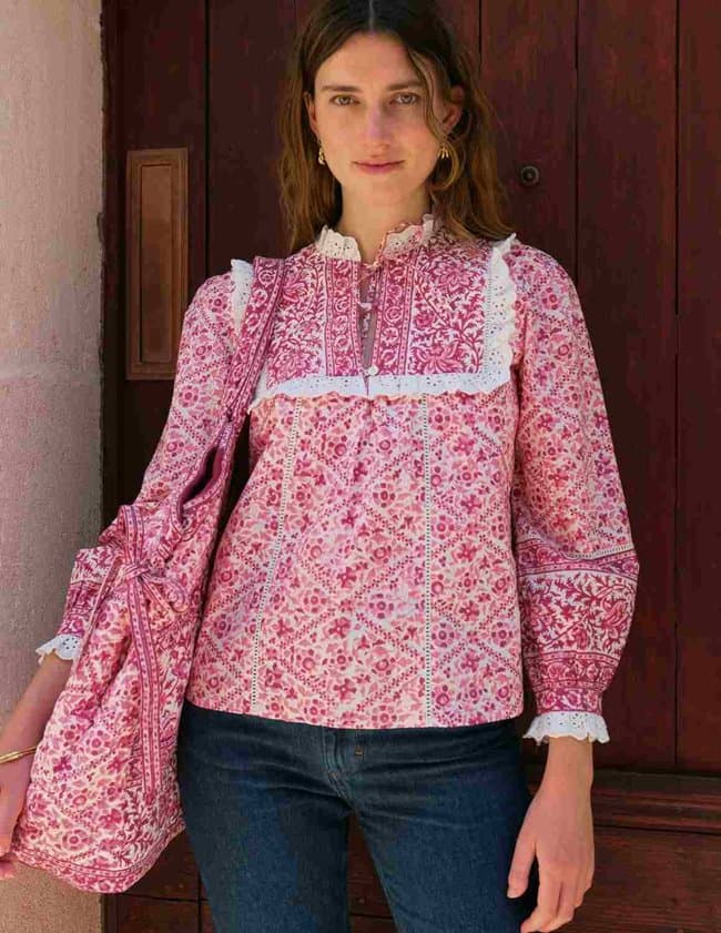 Pink City Prints nettie blouse - burgundy side