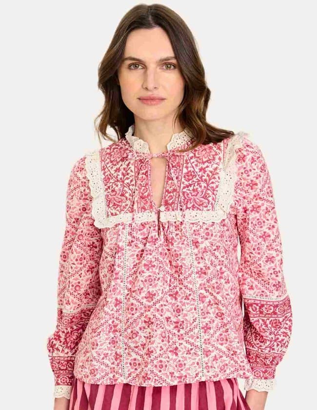 Pink City Prints nettie blouse - burgundy
