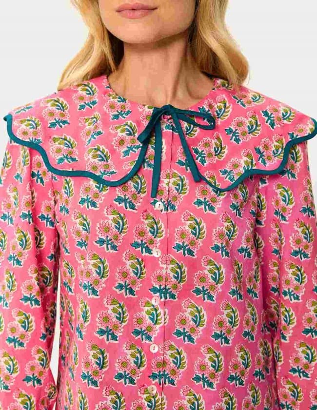 Pink City Prints apple blouse - candy detail