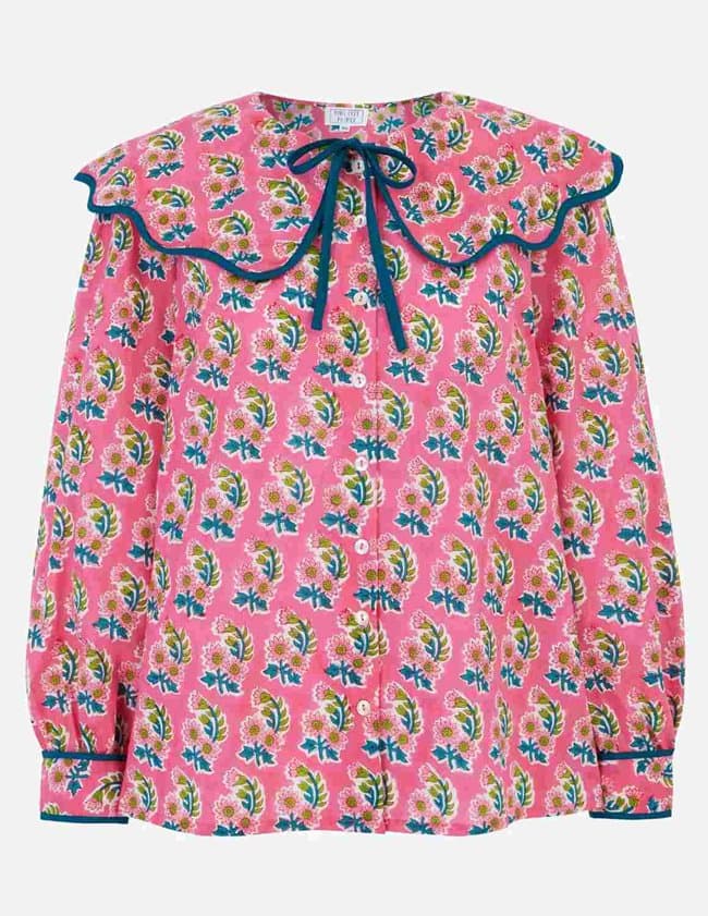 Pink City Prints apple blouse - candy back