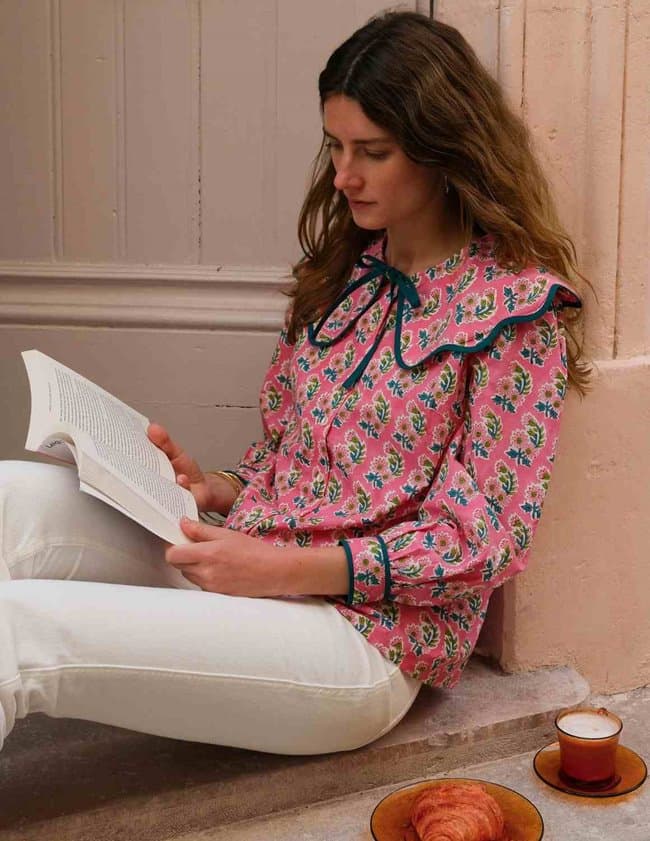 Pink City Prints apple blouse - candy side