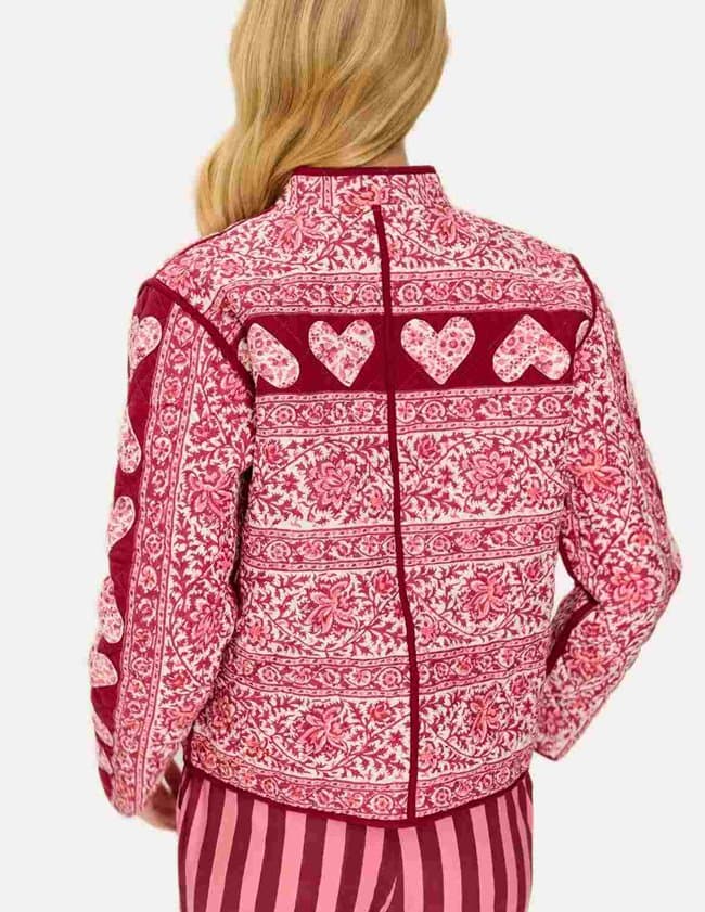 Pink City Prints penny jacket - burgundy patchwork detail